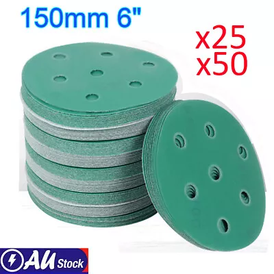 6  150mm Sanding Discs Abrasive Hook Loop Orbital Sander Sandpaper Pads 60-320G • $18.26