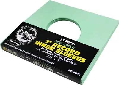 (25) 7  Record Inner Sleeves - Premium COLORED Mint Green Paper ARCHIVAL • $14.99