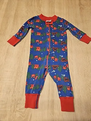 Hanna Andersson Blue Winter Scene Pjs Pajamas Size 60cm Is 6-9 Months • $12.90