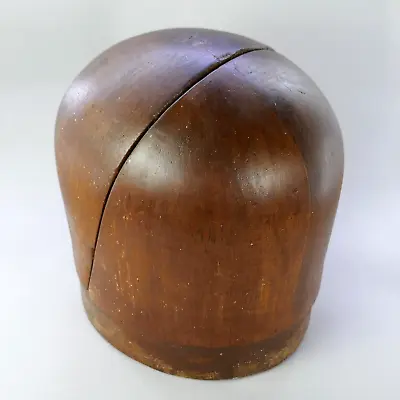 Vintage Antique Wood Hat Block Millinery 2 Piece Mold Form 21-1/2  • $150