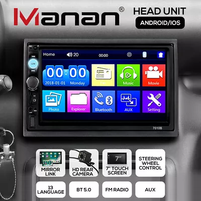 Manan 7  Head Unit Car Stereo Double Din Android Radio Bluetooth Apple Player • $65.99