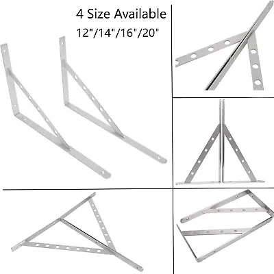 2Pcs Shelf L Brackets Stainless Floating Supports Wall Mount 12  14  16  18  20  • $24.99