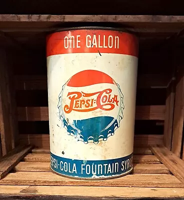 Vintage Pepsi Cola Double Dot 1 Gallaon Fountain Syrup Can • $145