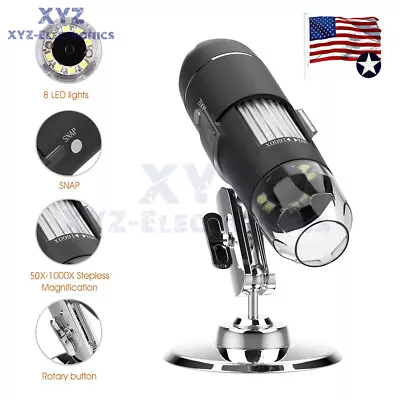 1600X 8 LED USB Digital Microscope Endoscope Zoom Camera Magnifier With Stand • $17.75