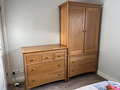 Mamas & Papas Nursery Wardrobe Changer Chest Of Draws Oak Colour Baby Furniture • £200