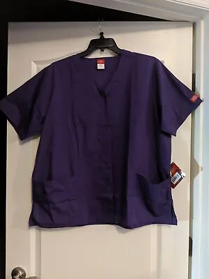 Dickie's 10206A Eggplant 2X Short Sleeve Medical Jacket W/ Front Snaps) Unisex • $22.99