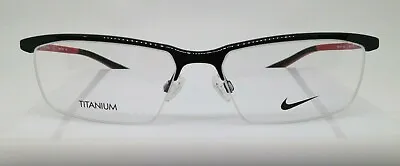 Nike 6073 Black Red 005 Titanium Rectangle Metal Eyeglasses Frame 56-16-145 RX • $171.60