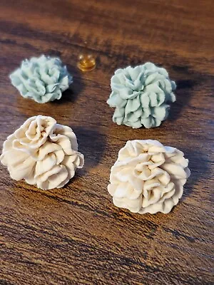 Vintage Porcelain Flower Earrings Pink And Blue • $12