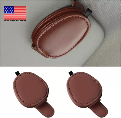 2 Pcs Sunglass Holder For Car Magnetic Leather Eyeglass Mount Ticket Card Clip • $7.06