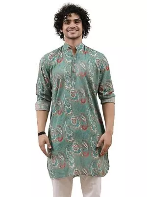 Men's Kurta Rayon Motif Printed Kurtas For Men Stand Collar Neck For Festival's • $31.28