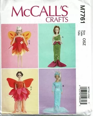 McCalls Sewing Pattern 7761 Fairy Mermaid Costumes For 11.5  Dolls • $9.95