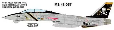 Milspec Decal Ms 48-057 1/48 Scale Vf-84 Jolly Rogers F-14a Uss Nimitz 1981 • $11.75