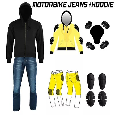 Motorcycle Racing Suit Motorbike Riding Denim Jeans With Hoodie Made With Kevlar • $113.65