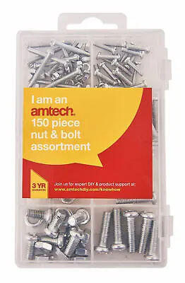 £5.40 • Buy 150Pc Nuts Bolt Kit Assorted Set M4 M5 M6 Compartment Case Storage Amtech New
