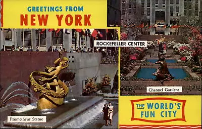 New York City New York Rockefeller Center Channel Gardens Vintage Postcard • $1.99