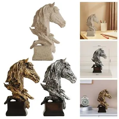 Resin Horse Head Statue Farm House Porch Decoration Office Table Figurine Craft • £10.31