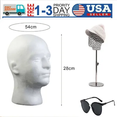 $9.86 • Buy Male Foam Mannequin Head Model Hat Glasses Wig Manikin Display Stand Rack White