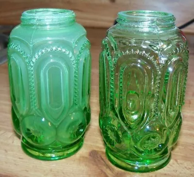 Green Glass Moon And Star Salt & Pepper Shakers • $15