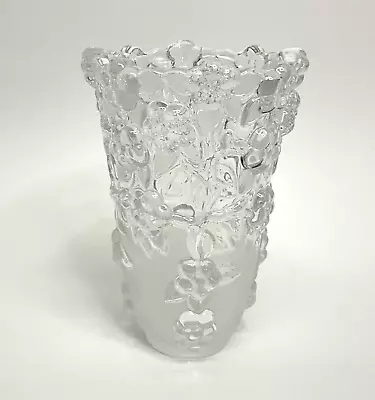 Mikasa Crystal Glass Embossed Frosted Floral Vase Carmen 6 1/4”H Vintage • $14.21