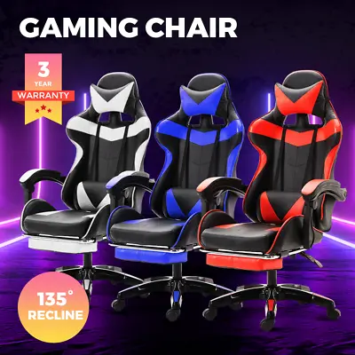 $149 • Buy Gaming Chair Office Seating Racing Computer PU Leather Executive Racer Footrest