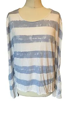 Rag & Bone T Shirt Top 100% Cotton Blue White Stripe Long Sleeve UK Med Oversize • £22