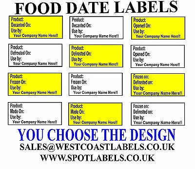 Food Date Labels - Product Best Before Use By Opened Defrosted Personalised  • £2.35