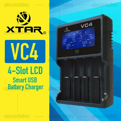 XTAR VC4 4-Slot Smart LCD USB Charger 26650 AA AAA C D Li-ion NiMH RCR123a  • $29.95