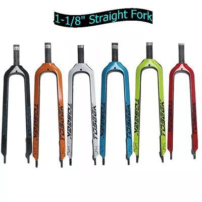 TOSEEK 1-1/8  Full Carbon Fiber MTB Bike Fork Disc Brake Rigid Forks 26/27.5/29  • £82.79