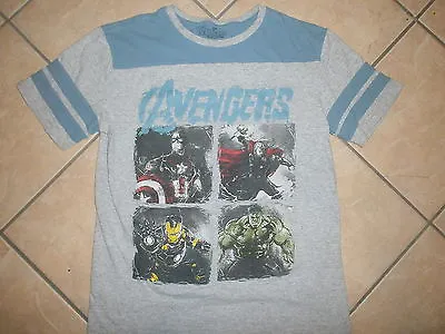 AVENGERS JERSEY RINGER T SHIRT Throwback Iron Man Hulk Captain America Thor MED • $21.29