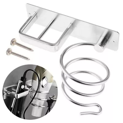 Wall Mounted Hair Dryer Straightener Holder Shelf Stand Storage Organizer Silver • £8.55