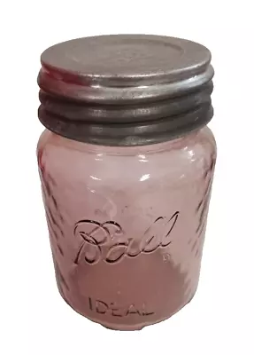 Ball Pink Mason Jar / Pint Regular Mouth With Vintage Zinc Lid • $10.25