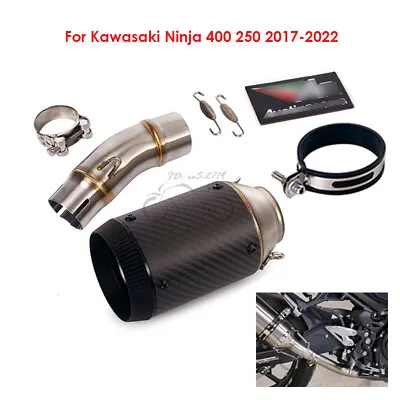 Slip For Kawasaki Ninja 400 250 2017-2022 Exhaust Mid Link Pipe Carbon Muffler • $113.66