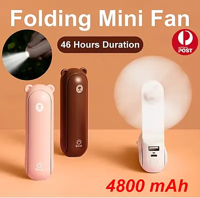 $23.99 • Buy JISULIFE Handheld Fan Portable Foldable Mini USB Torch Power Bank 4800mAh 48Hrs