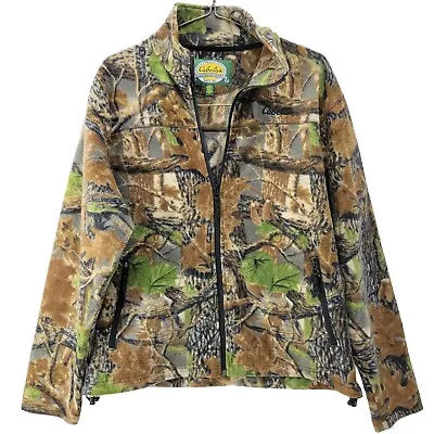 Cabela's Fleece Jacket Mens M Camo Hunting Realtree Full Zip Medium Coat • $19.77