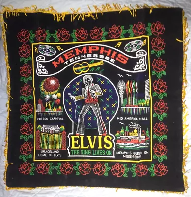 Elvis Presley- Elvis / Memphis Printed Design On Velvet Background Pillow Cover • $49.99