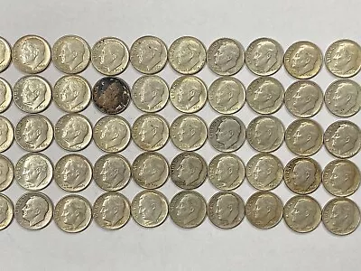 1946-1964 90% Silver Roosevelt Dimes Roll 50 Coin Lot Scrap • $109.99