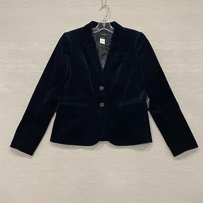 J.Crew Schoolboy Blazer Velvet Jacket Womens Size 2 Navy Blue Two Button • $39.95