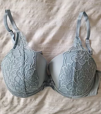 MARIE JO 32E Duck Egg Blue Underwired Moulded Lacey Bra Lingerie - Fab Condition • £10