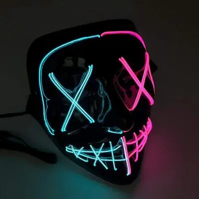 Purge Mask LED  Glow In Dark Light Up Halloween Costume Scary Rave Festival • $18.39