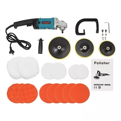 Polisher Car Buffer Pad Electric Machine Tool Kit 6 Speed 240V 1400W 180mm 150mm • $72.99