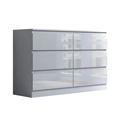 £139.97 • Buy Chest Of Drawers 6 Drawer High Gloss Finish Modern Design Bedroom Furniture