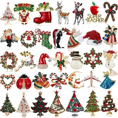 Merry Christmas Tree Santa Claus 58 Styles Brooch Pin Women Men Xmas Party Gift • $1.56