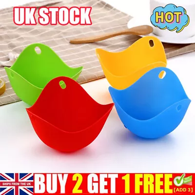 Silicone Colored Egg Poacher Poaching Poach Cup Pods Mould Kitchen Cookware • £4.24