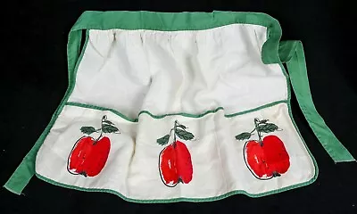 Vintage VERA Neumann “Apple” APRON Linen 3 Pockets • $25