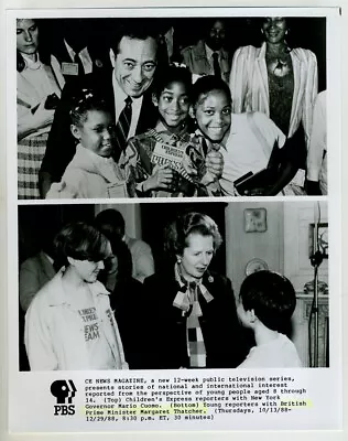 1988 PBS B&W Photo Approx 8x10- CE News Magazine- Mario Cuomo/Margaret Thatcher • $19.99