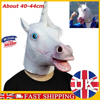 Unicorn Full Head Horse Mask For Masquerade Party Halloween Cosplay Mask Animal • £7.99