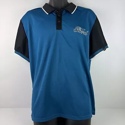 Ford Official Embroidered Logo Polo Shirt Mens L Blue/Black BNWT 60/73 • $49.99