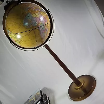 Vtg Cram Imperial World Floor Globe 12” Wood Metal Stand Mid Century Clst  • $24.95