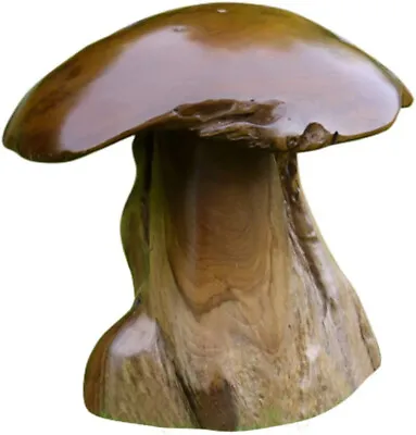 £54.95 • Buy Large Wooden Mushroom Garden Ornament Patio Carved Toadstool Sculpture Statue