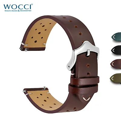 WOCCI Genuine Leather Watch Bands 18mm 20mm 22mm Vintage Watchstrap Replacement • $12.99